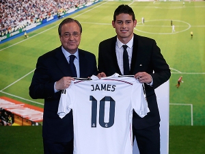 One of Real Madrid's latest signings, James Rodriguez, who won the Golden Boot in the World Cup. (via philly)